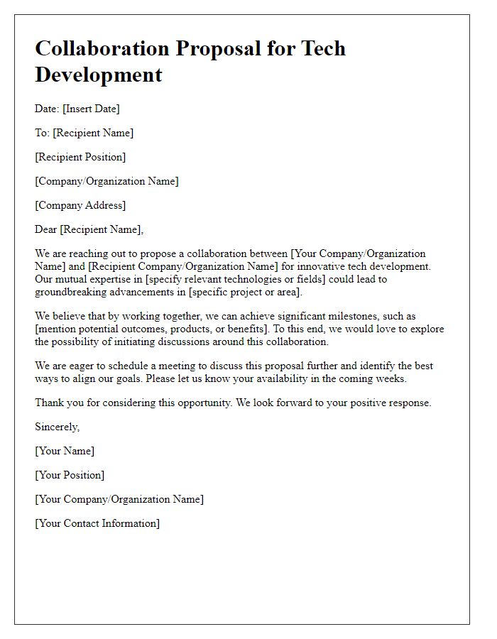 Letter template of collaboration proposal for tech development