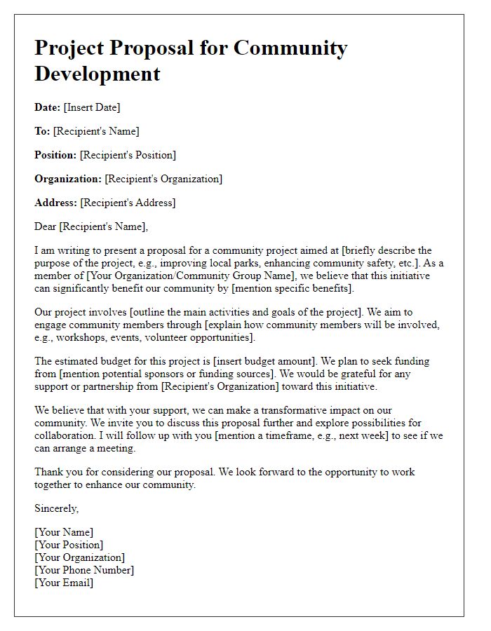 Letter template of project proposal for community project