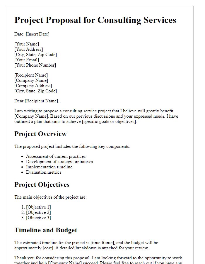 Letter template of project proposal for consulting services