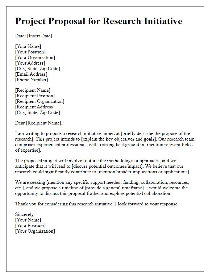 Letter template of project proposal for research initiative