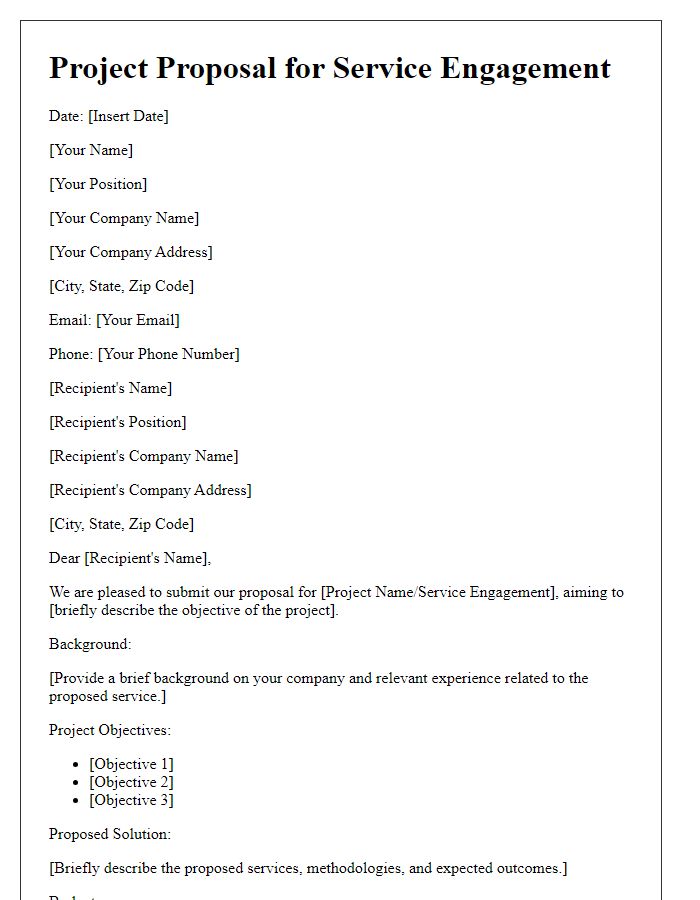 Letter template of project proposal for service engagement