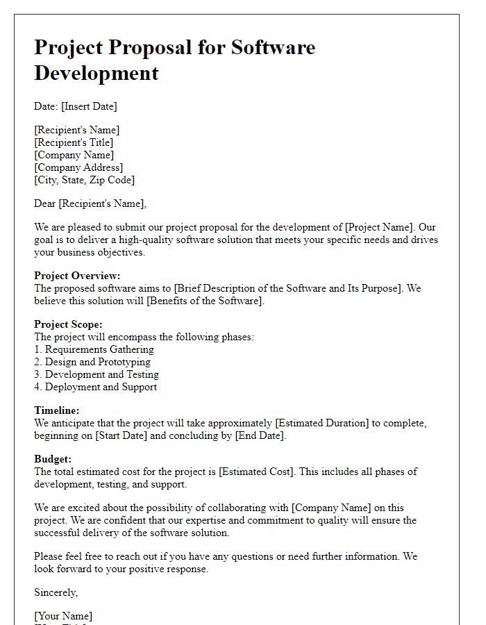 Letter template of project proposal for software development