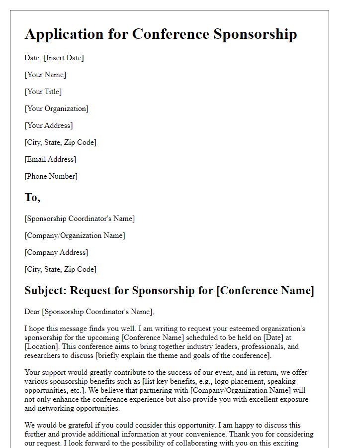 Letter template of application for conference sponsorship