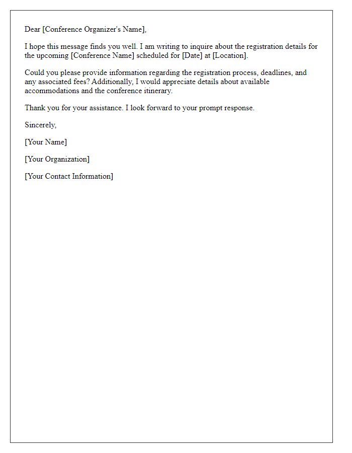 Letter template of inquiry regarding conference registration details