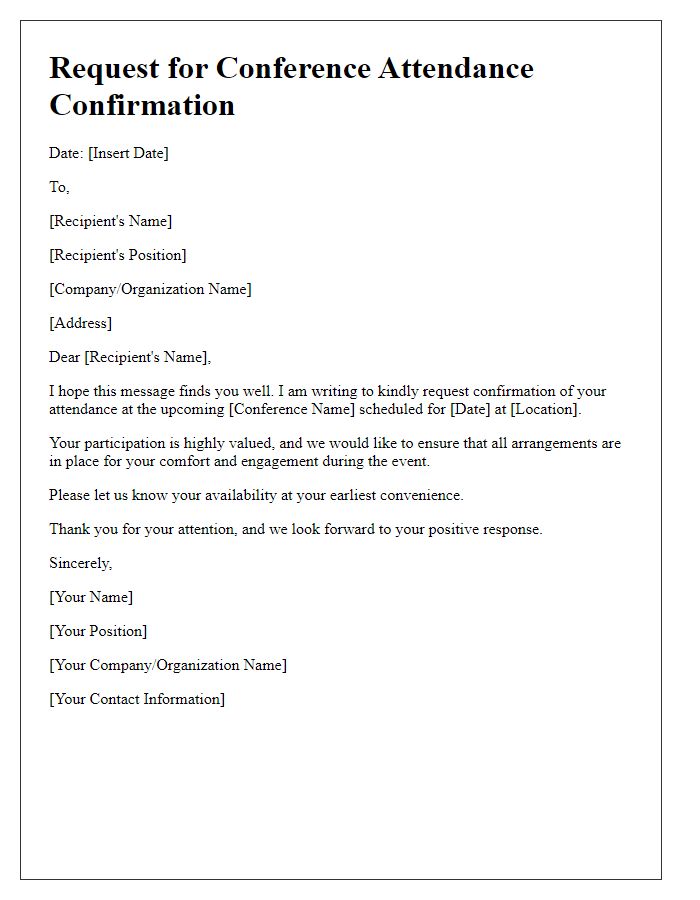 Letter template of request for conference attendance confirmation