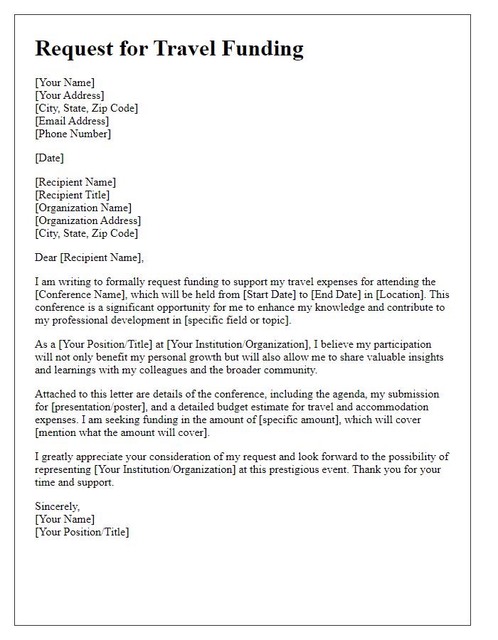 Letter template of request for travel funding to attend the conference