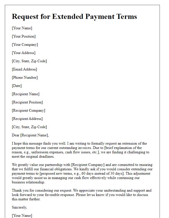 Letter template of appeal for longer payment terms