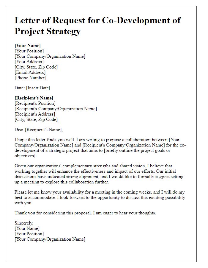 Letter template of request for co-development of project strategy.