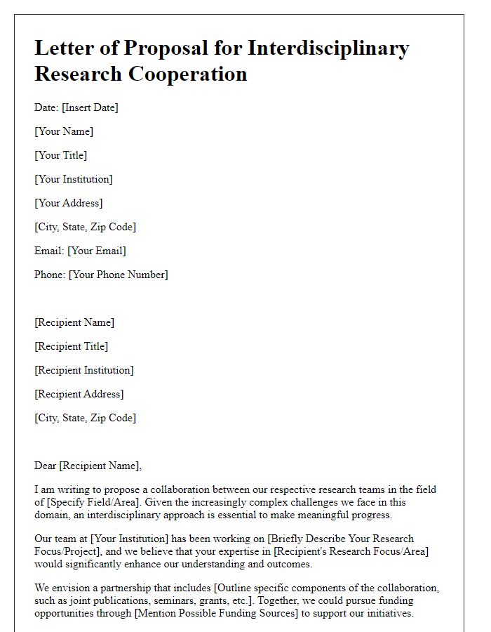 Letter template of bid for interdisciplinary research cooperation