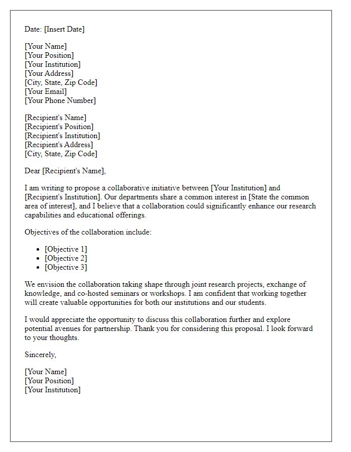 Letter template of proposal for academic collaboration initiative