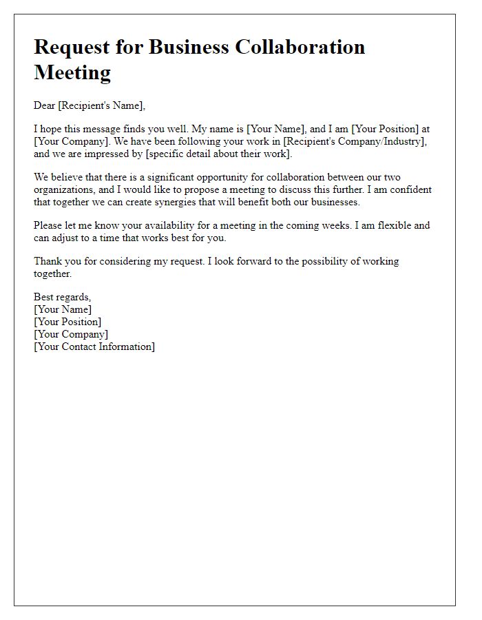 Letter template of request for business collaboration meeting