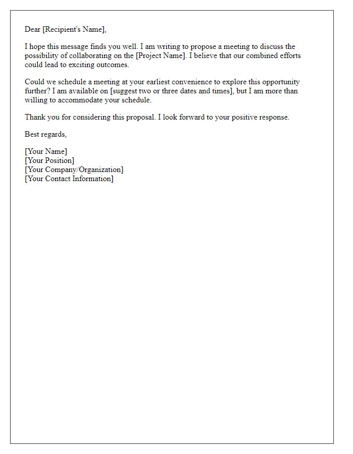 Letter template of request for collaborative project meeting