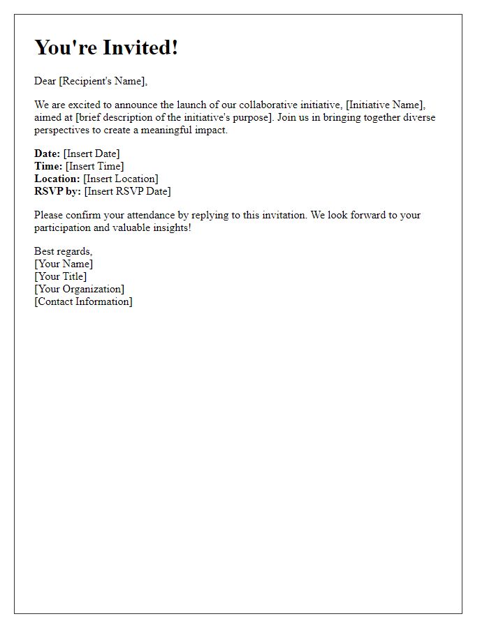 Letter template of collaborative initiative launch invitation