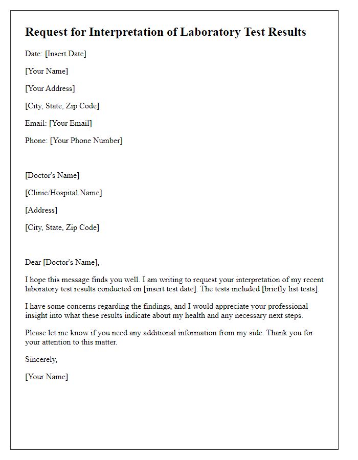 Letter template of request for interpretation of laboratory test results