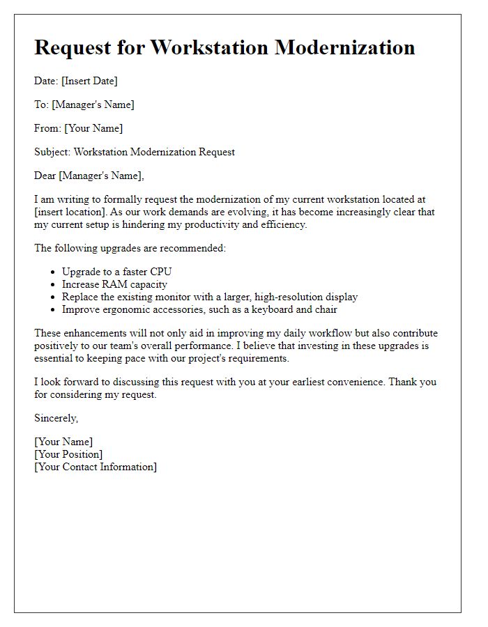 Letter template of request for workstation modernization