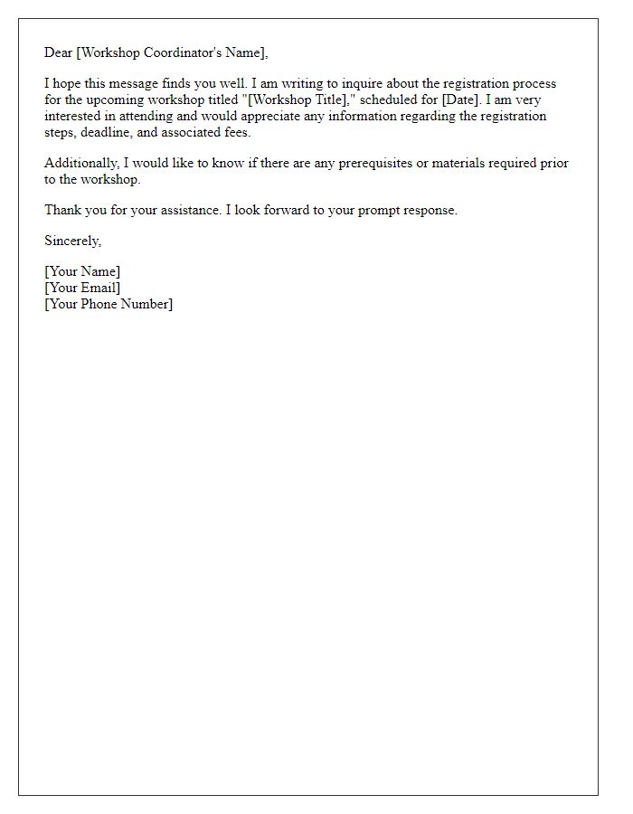 Letter template of inquiry about workshop registration process