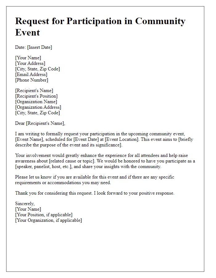 Letter template of request for participation in community event