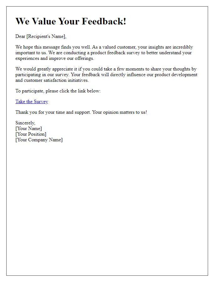 Letter template of appeal for contribution to product feedback survey