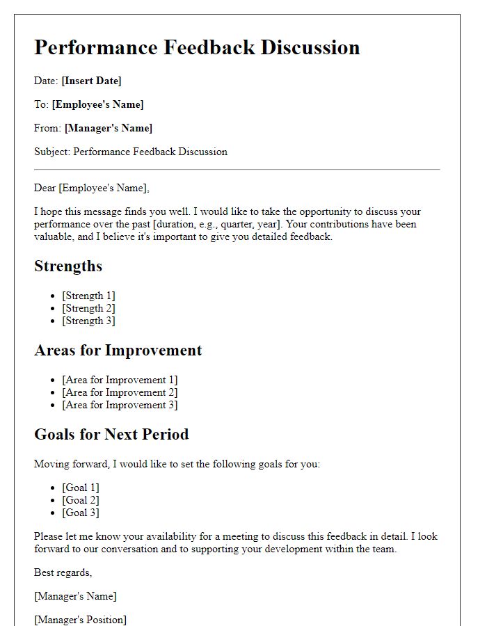 Letter template of performance feedback discussion