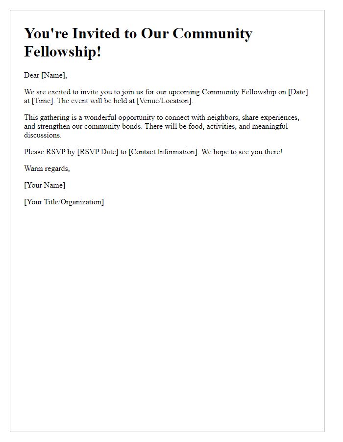 Letter template of community fellowship invitation