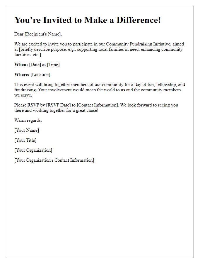 Letter template of Community Fundraising Initiative Invitation