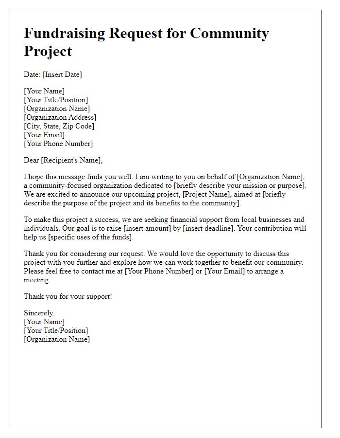 Letter template of Fundraising Request for Community Project