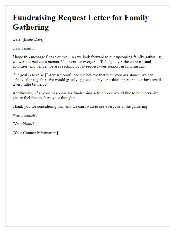 Letter template of Fundraising Request for Family Gathering