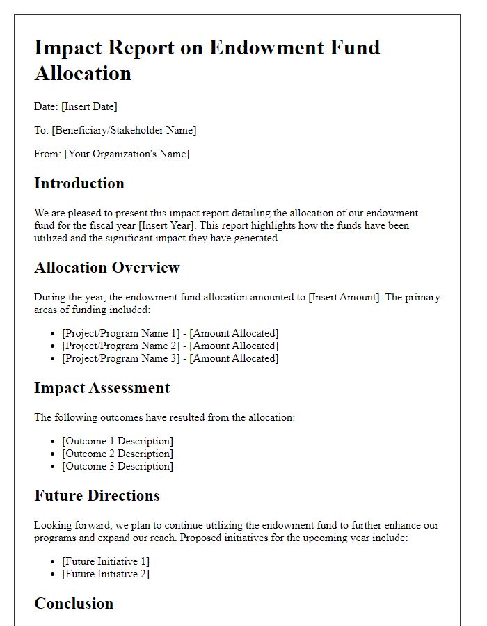 Letter template of Impact Report on Endowment Fund Allocation