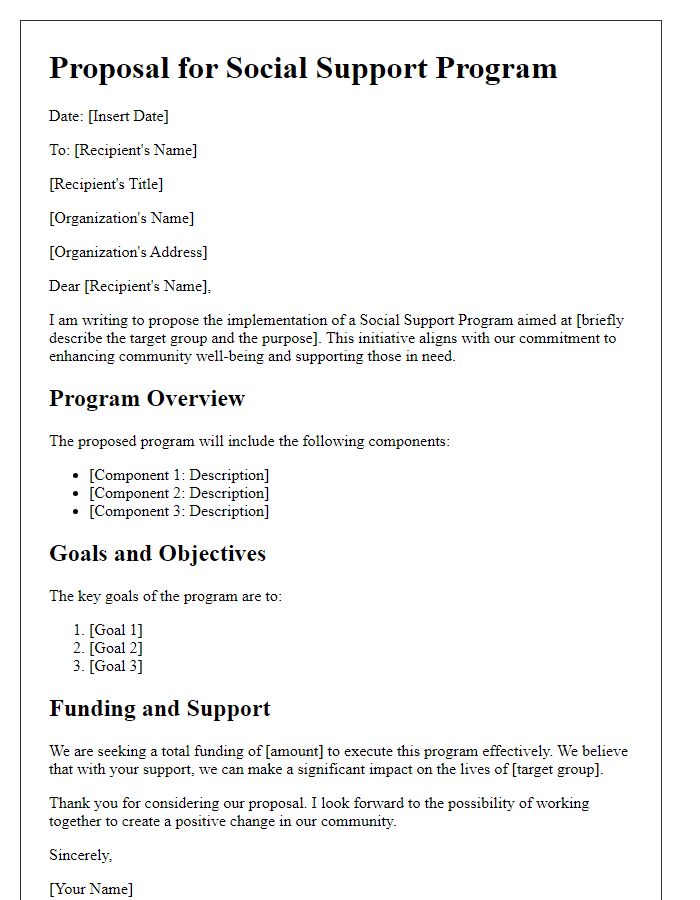 Letter template of social support program proposal