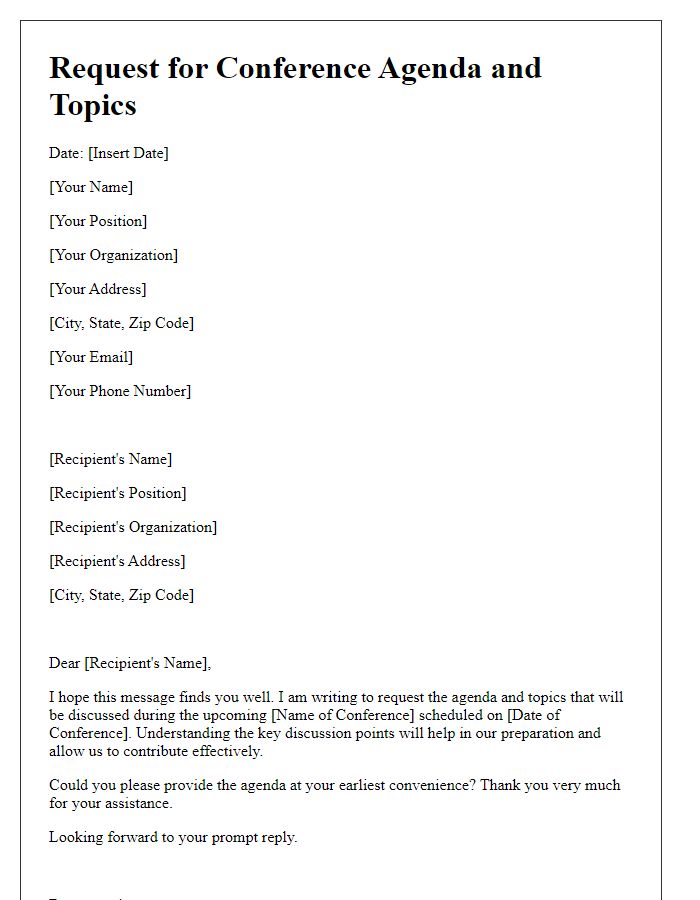 Letter template of Request for Conference Agenda and Topics
