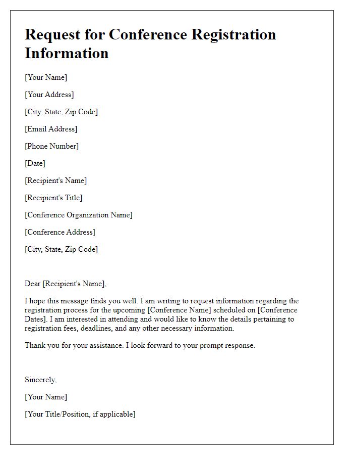 Letter template of Request for Conference Registration Information