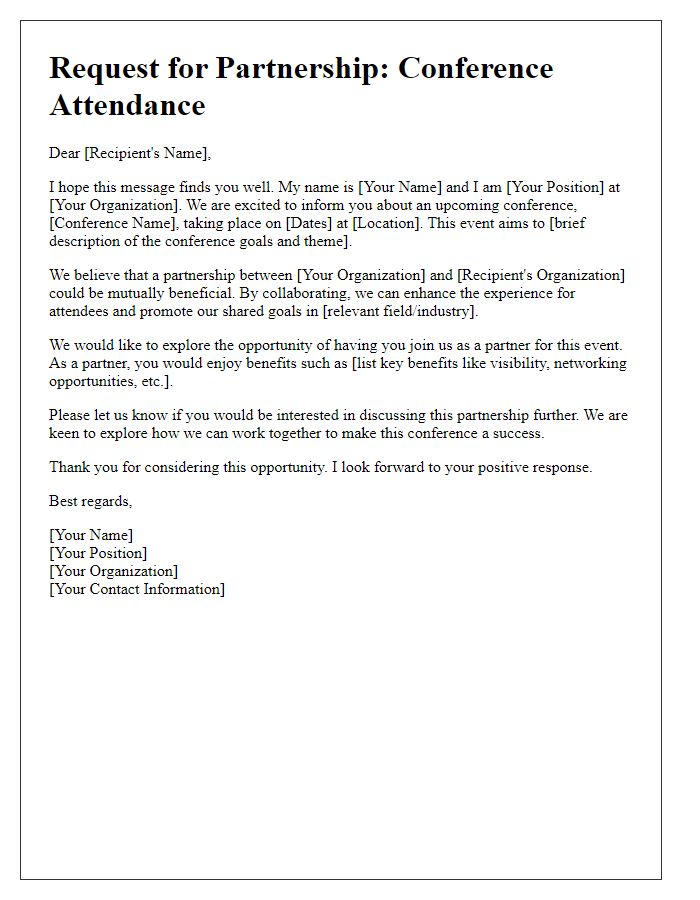 Letter template of Seeking Partnerships for Conference Attendance