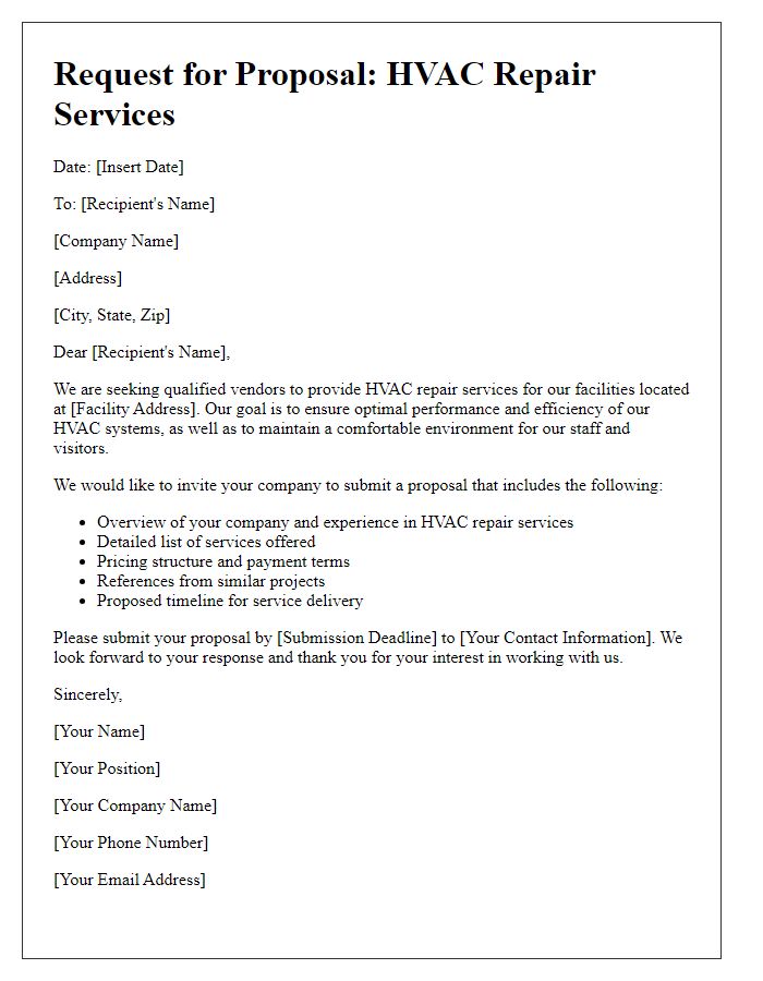 Letter template of solicitation for HVAC repair services