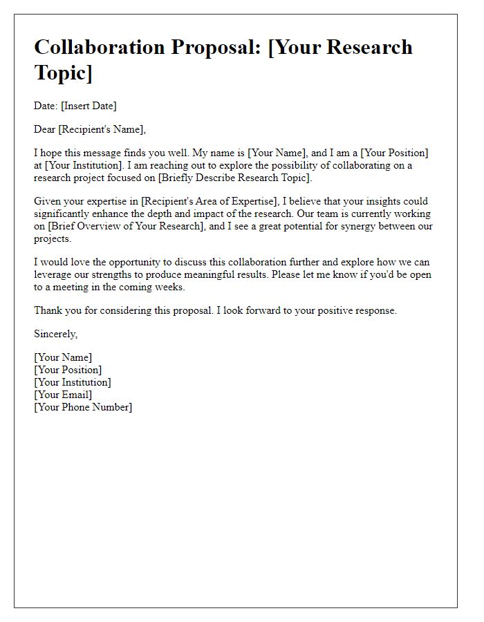 Letter template of academic research team-up offer