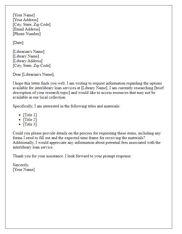 Letter template of request for interlibrary loan options