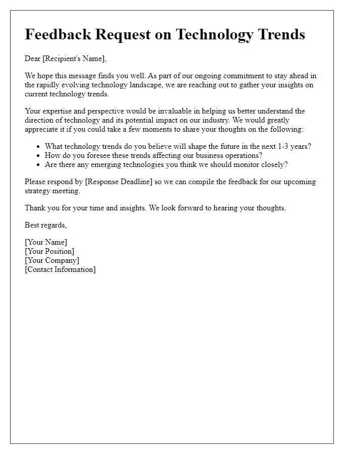 Letter template of notice for technology trends feedback request