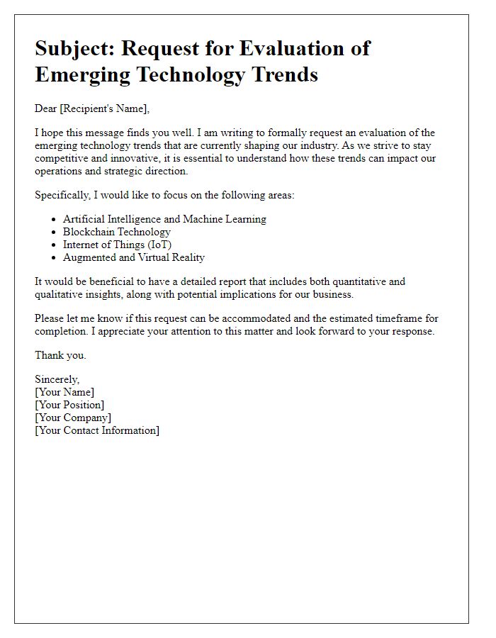 Letter template of request for evaluation of emerging technology trends