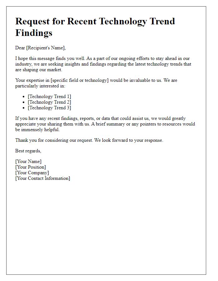 Letter template of solicitation for recent technology trend findings