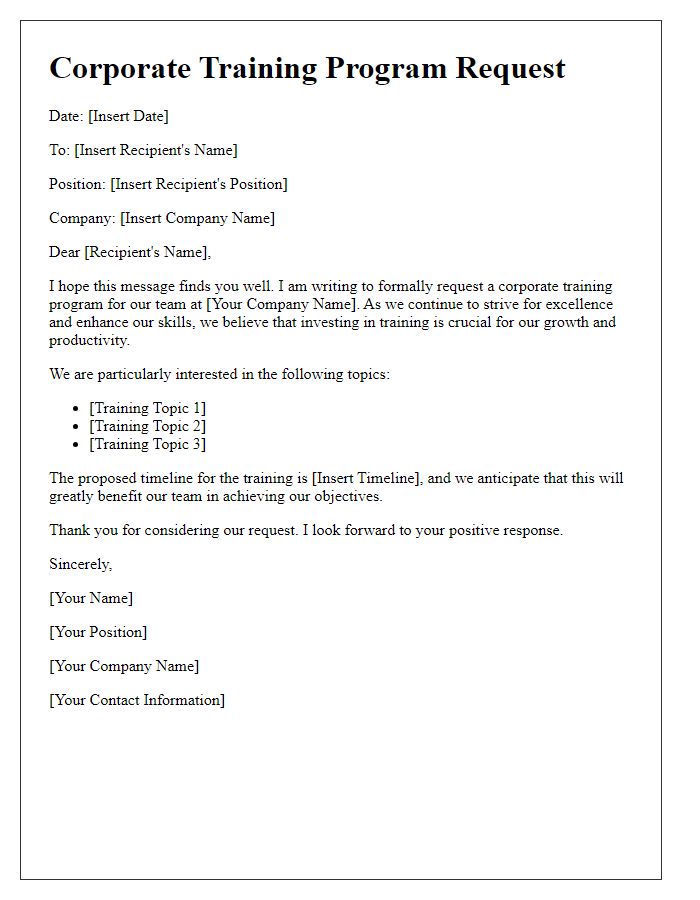 Letter template of corporate training program request