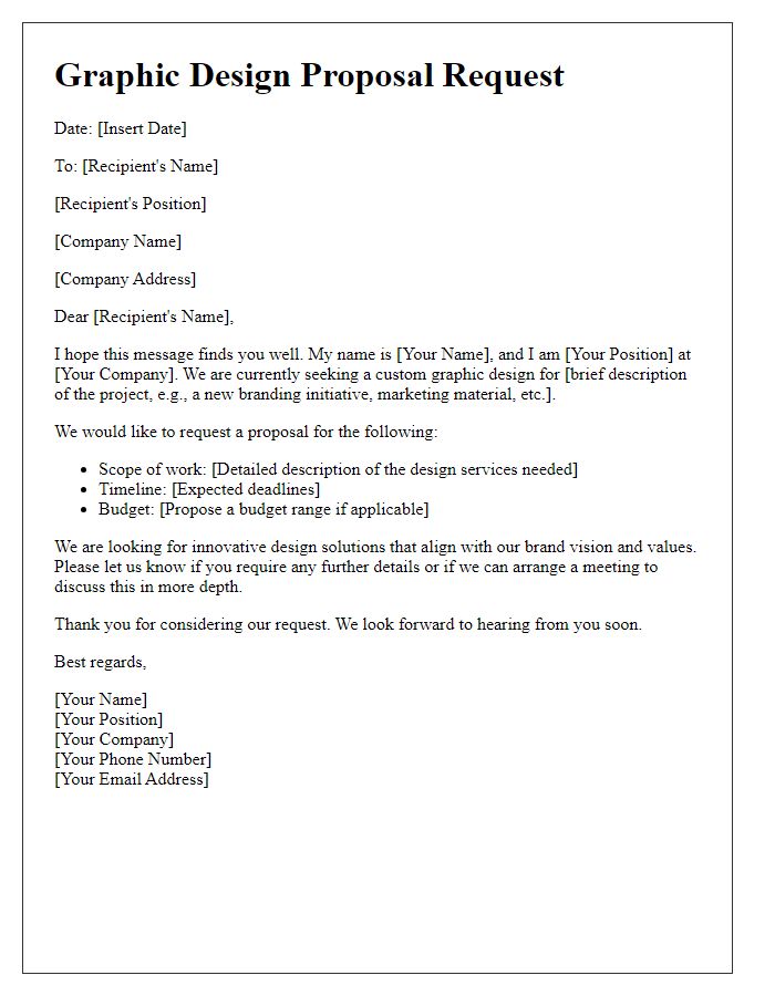 Letter template of custom graphic design proposal request