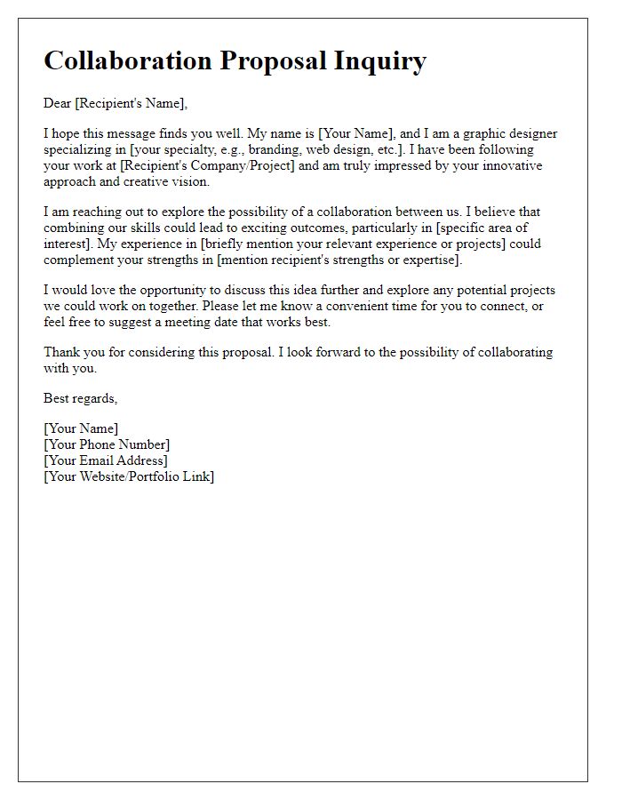 Letter template of graphic design collaboration proposal inquiry