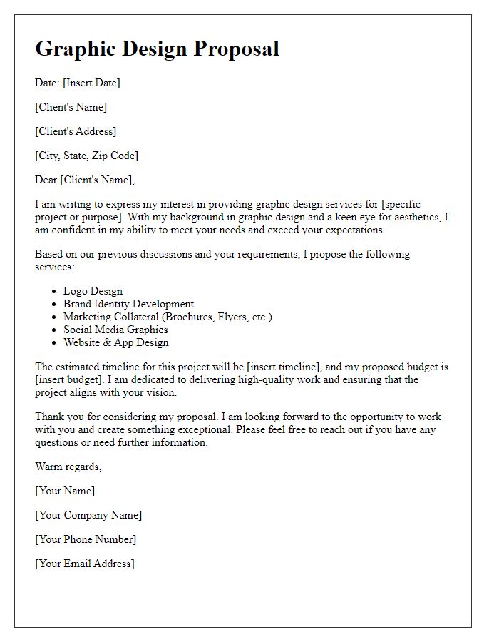 Letter template of graphic design proposal interest