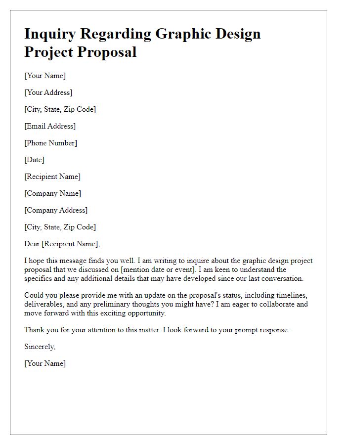 Letter template of inquiry regarding graphic design project proposal