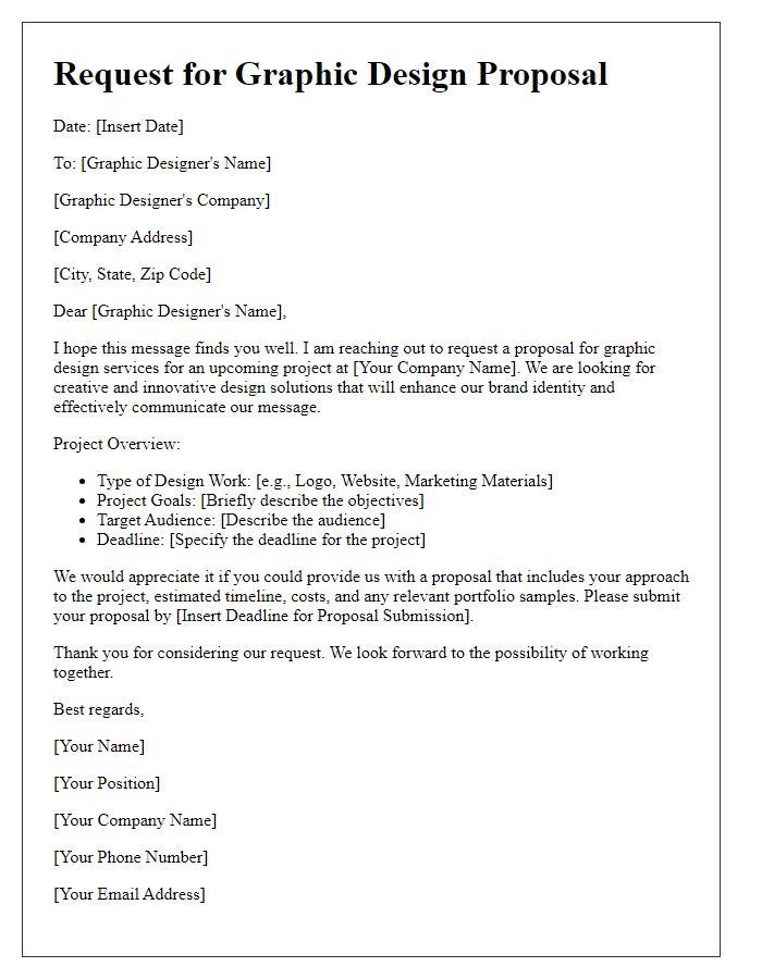 Letter template of seeking a graphic design proposal