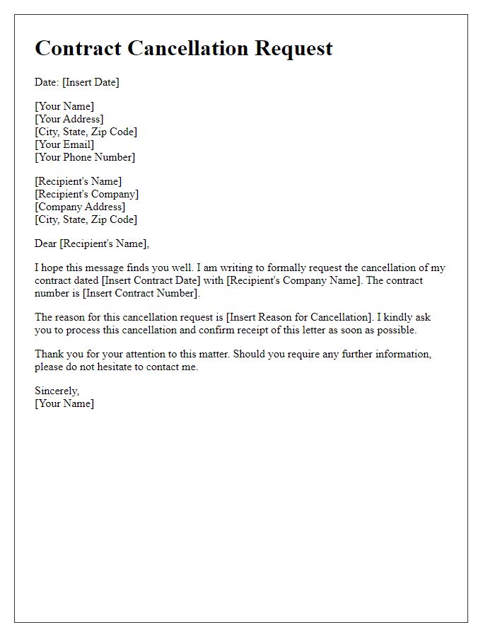 Letter template of Contract Cancellation Request