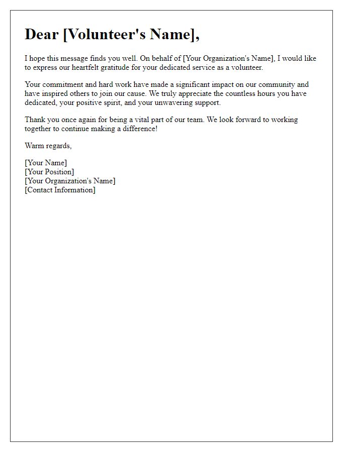 Letter template of thanks to dedicated volunteers