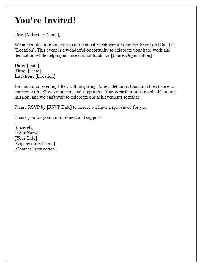 Letter template of invitation to annual fundraising volunteer event