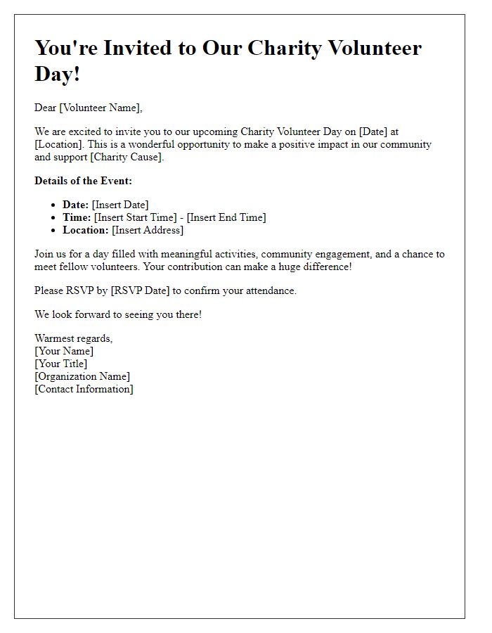 Letter template of invitation to charity volunteer day