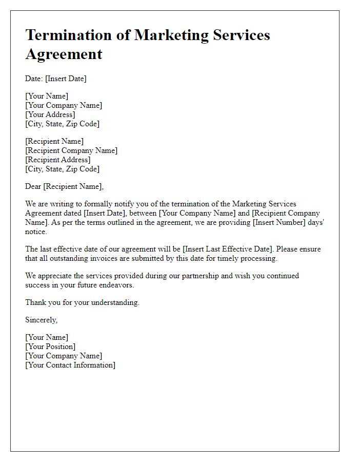 Letter template of termination of marketing services agreement