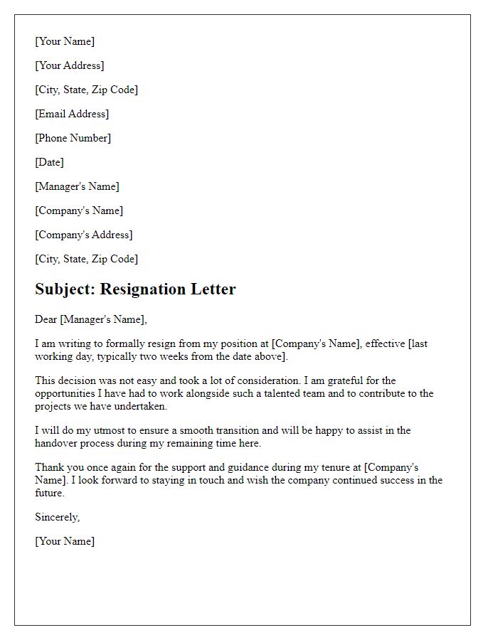 Letter template of communicating resignation to department heads